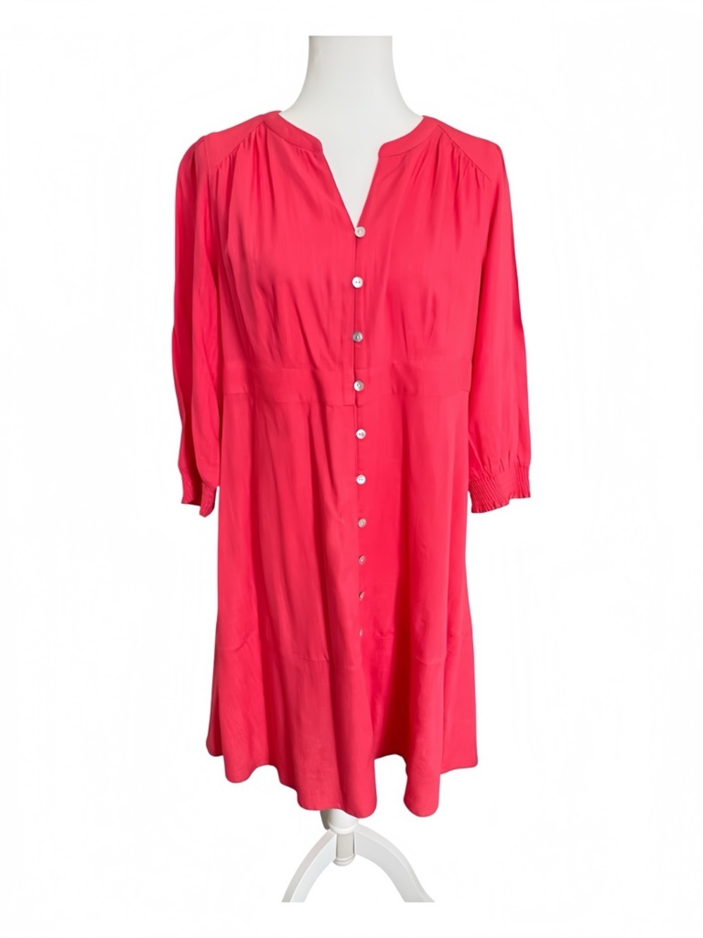 J.Jill Guava Pink Linen Blend Dress NWT Small Button Front Summer Vacation Dress - Picture 5 of 13